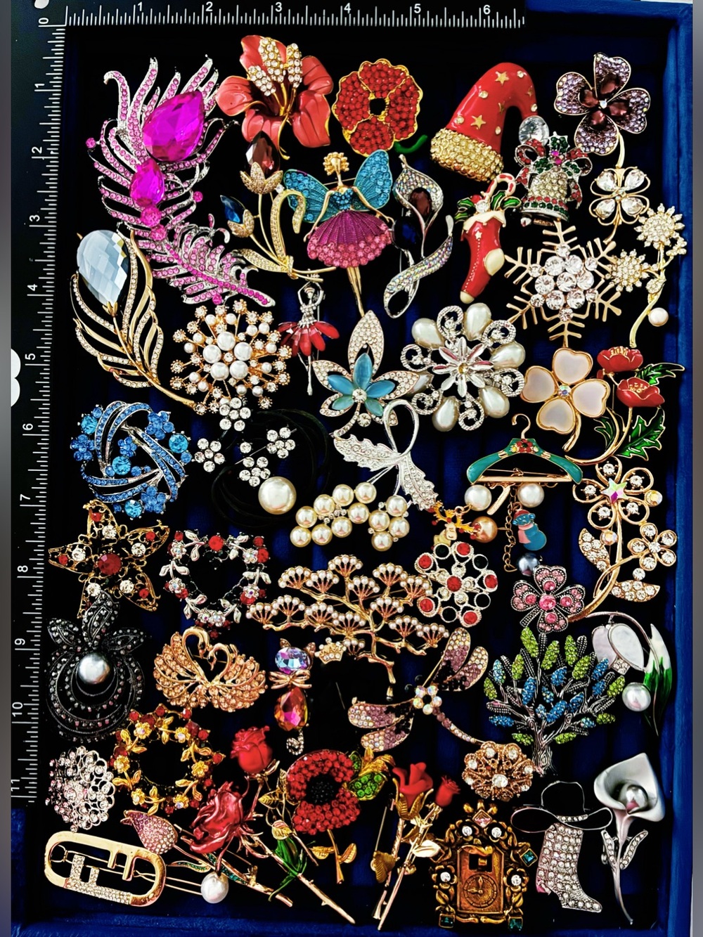 Lot 50 Mixed Brooch Pin Flower Christmas Snowflake Fairy Feather⁠